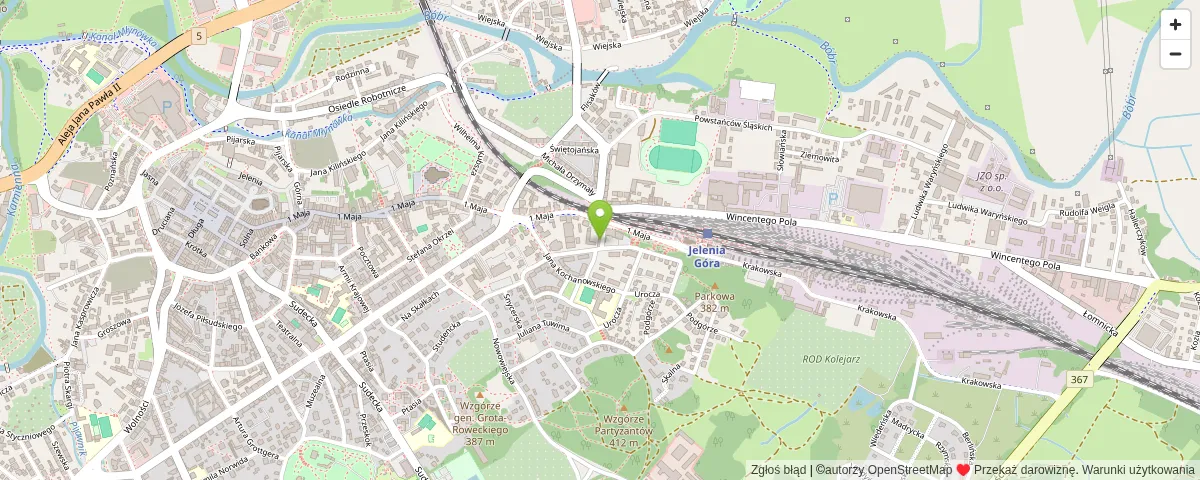 Mapa dojazdu — ul. 1 Maja 86, Jelenia Góra